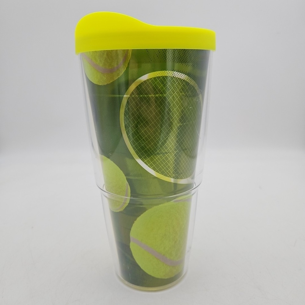 Tervis‎ Tumbler 24 Oz Tennis Balls Racket Green Yellow EUC